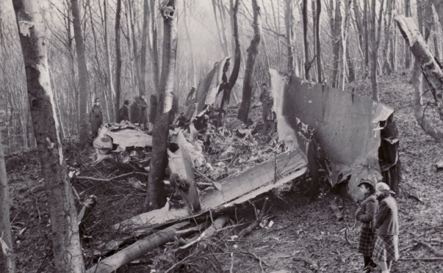 A  lezuhanás után nem sokkal- JU-86 Kőhányás puszta